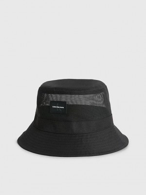Black Calvin Klein Recycled Drawstring Bucket Men Cap | VSUG-96528