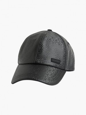Black Calvin Klein Recycled Faux Leather Men Cap | UVYF-31926