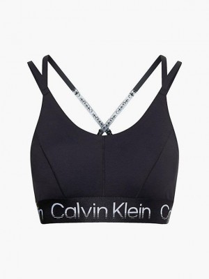 Black Calvin Klein Recycled High Impact Sports Women Bra | MFYS-65780