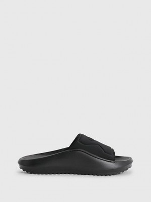Black Calvin Klein Recycled Hybrid Sliders Women Slippers | TCRX-76241