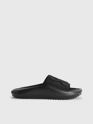 Black Calvin Klein Recycled Hybrid Sliders Men Slippers | ANBS-63459