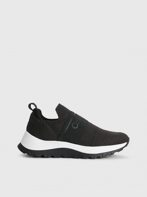 Black Calvin Klein Recycled Knit Slip-On Women Sneakers | LKPB-70465