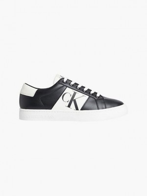 Black Calvin Klein Recycled Leather Men Sneakers | GXIW-96123