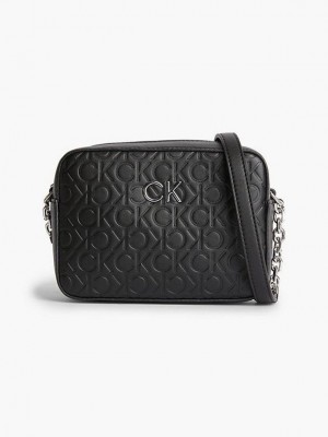 Black Calvin Klein Recycled Logo Crossbody Women Bags | HDGW-97386