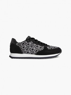 Black Calvin Klein Recycled Logo Men Sneakers | PQHY-95132