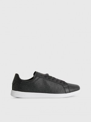 Black Calvin Klein Recycled Logo Men Sneakers | KCNJ-13407