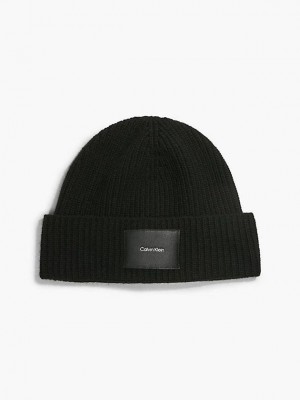 Black Calvin Klein Recycled Men Beanie | QDKC-39461