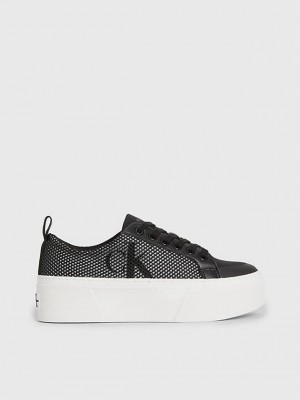 Black Calvin Klein Recycled Mesh Platform Women Sneakers | LCKS-78912