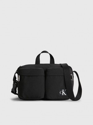 Black Calvin Klein Recycled Nylon Crossbody Women Bags | RUOL-28413