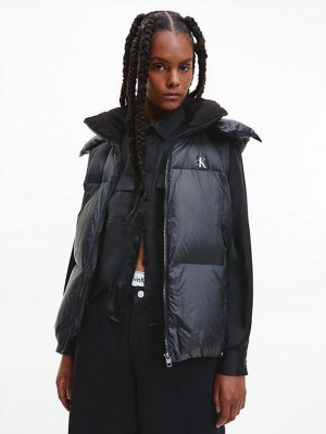 Black Calvin Klein Recycled Nylon Down Women Vest | HKAV-48576