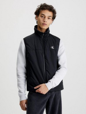 Black Calvin Klein Recycled Nylon Padded Men Vest | WLTH-73290