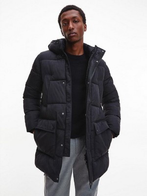 Black Calvin Klein Recycled Nylon Puffer Men Coat | RZQD-97852
