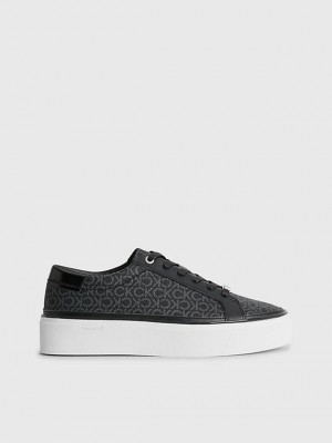 Black Calvin Klein Recycled Platform Logo Women Sneakers | TOYG-26850