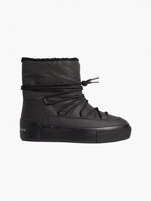 Black Calvin Klein Recycled Platform Women Boots | QAON-23890