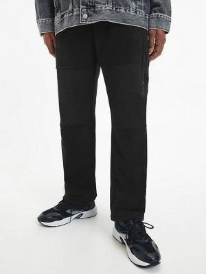 Black Calvin Klein Recycled Polar Fleece Men Joggers | LUZY-43692
