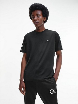 Black Calvin Klein Recycled Polyester Gym Men T-Shirt | AMWQ-23041