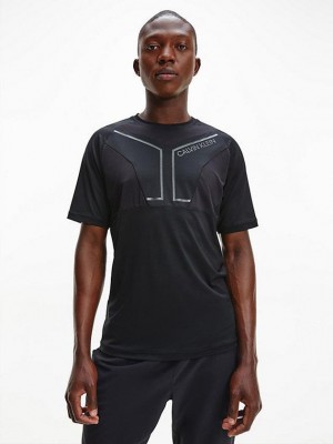 Black Calvin Klein Recycled Polyester Gym Men T-Shirt | UOEX-37850