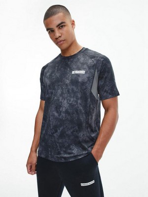 Black Calvin Klein Recycled Polyester Gym Men T-Shirt | IUFN-76439