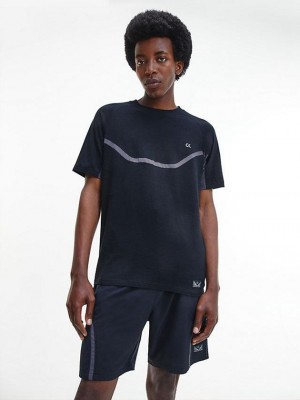 Black Calvin Klein Recycled Polyester Gym Men T-Shirt | UYFM-37062
