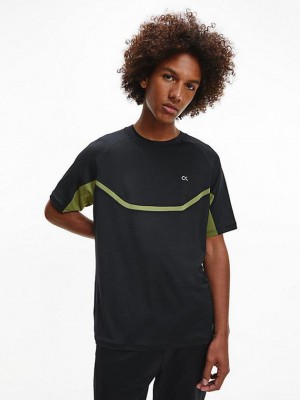 Black Calvin Klein Recycled Polyester Gym Men T-Shirt | MLIJ-80372