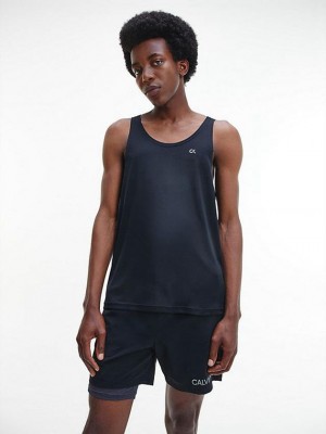 Black Calvin Klein Recycled Polyester Gym Tank Men Top | VZWI-49623