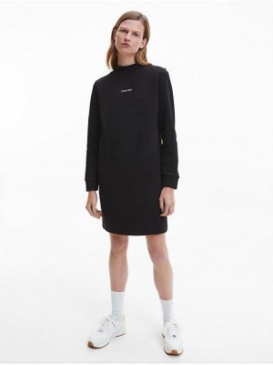 Black Calvin Klein Recycled Polyester Jumper Women Dress | YIHN-68745