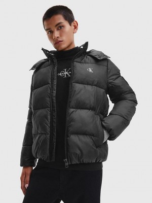 Black Calvin Klein Recycled Polyester Puffer Men Jacket | UAND-86470