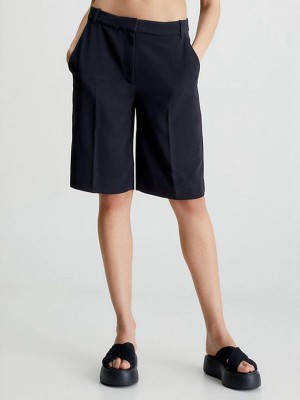 Black Calvin Klein Recycled Polyester Twill Women Shorts | LWYR-60182