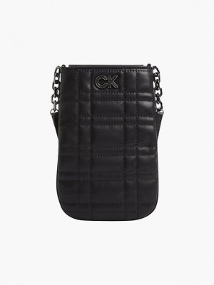 Black Calvin Klein Recycled Quilted Phone Women Bags | CGOB-89531
