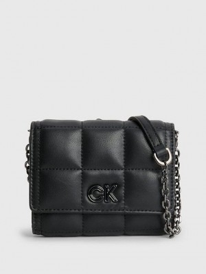 Black Calvin Klein Recycled Quilted Wallet Women Bags | QMNL-70251