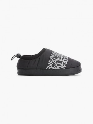 Black Calvin Klein Recycled Quilted Women Slippers | LTJR-48619