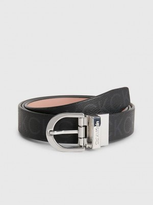 Black Calvin Klein Recycled Reversible Logo Women Belt | XUPB-78346