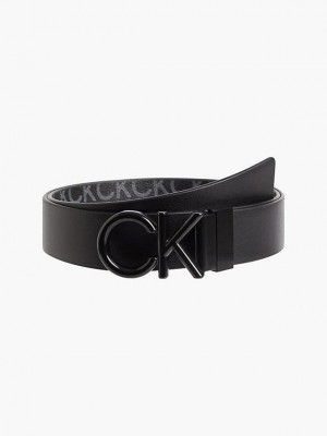 Black Calvin Klein Recycled Reversible Logo Men Belt | YSHD-32975