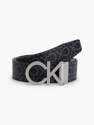 Black Calvin Klein Recycled Reversible Logo Men Belt | FACT-80293