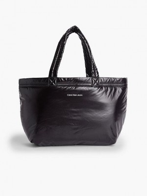 Black Calvin Klein Recycled Reversible Puffer Tote Women Bags | ETJN-17395