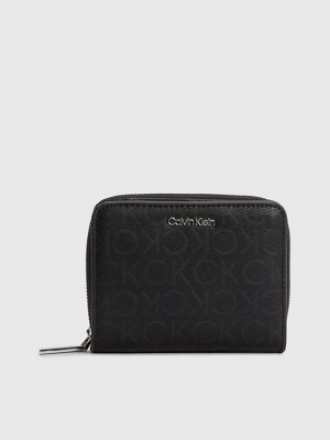 Black Calvin Klein Recycled Rfid Zip Around Women Wallet | EBVM-62189