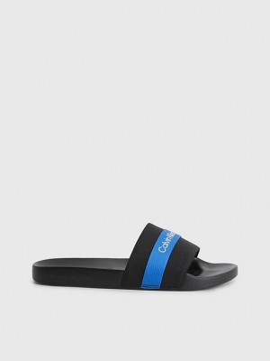 Black Calvin Klein Recycled Ripstop Sliders Men Slippers | DPHK-30687