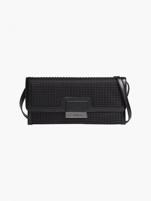 Black Calvin Klein Recycled Satin Studded Clutch Women Bags | WXSE-10479