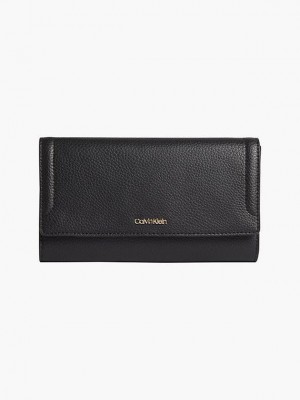 Black Calvin Klein Recycled Trifold Rfid Women Wallet | MAUR-92814
