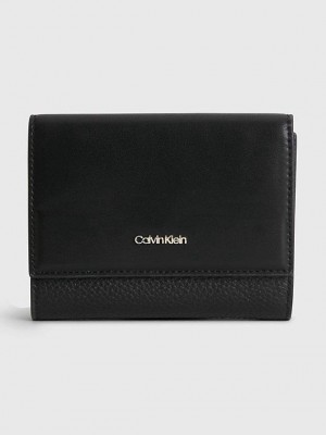 Black Calvin Klein Recycled Trifold Women Wallet | WZCD-91647