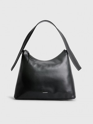 Black Calvin Klein Recycled Vegan Leather Shoulder Women Bags | EQNM-36184