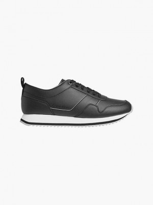 Black Calvin Klein Recycled Vegan Leather Men Sneakers | PHDB-52194