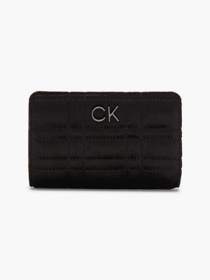 Black Calvin Klein Recycled Velvet Women Wallet | HICP-52389
