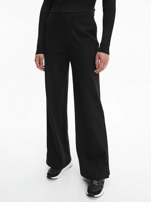 Black Calvin Klein Recycled Wide Leg Women Pants | SBNW-58390