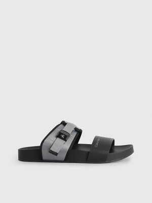 Black Calvin Klein Recycled Women Sandals | HUBQ-46893