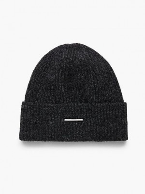 Black Calvin Klein Recycled Wool Blend Men Beanie | PIRN-98132