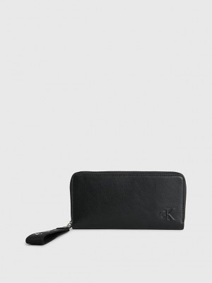 Black Calvin Klein Recycled Zip Around Women Wallet | BWVM-54632