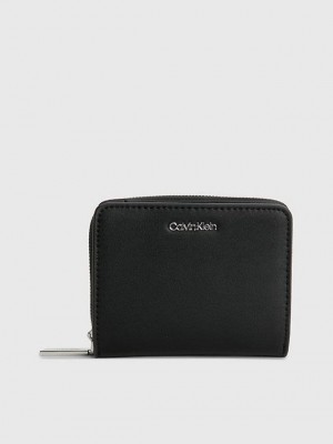 Black Calvin Klein Recycled Zip Around Women Wallet | PGLX-46729