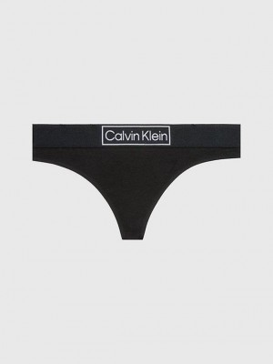 Black Calvin Klein Reimagined Heritage Women Thong | EJNA-72163