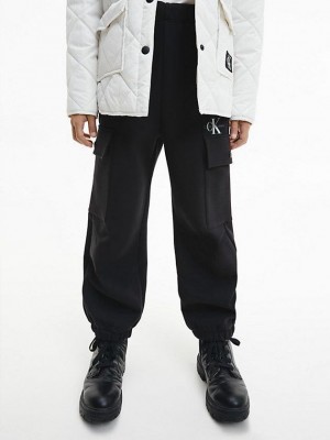 Black Calvin Klein Relaxed Cargo Girls's Joggers | YPQI-02587